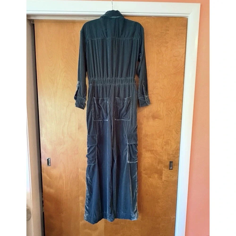 Universal Threads Long Sleeve Velvet Cargo Jumpsuit In Green Size 4 NWT